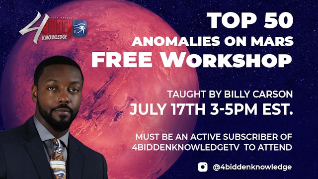 FREE TOP 50 Anomalies On Mars Workshop by Billy Carson