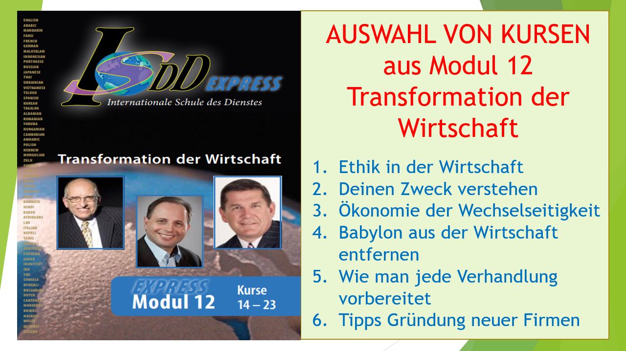 Modul 12 - Transformation der Wirtschaft - Auswahl von Kursen