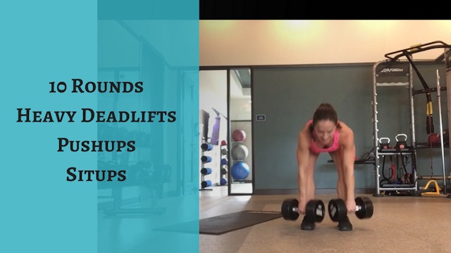 Heavy DB Deadlifts with Push-Ups and Core