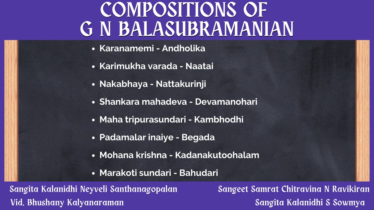 TAMIL KRTIS OF G N BALASUBRAMANIAN COMPOSITIONS