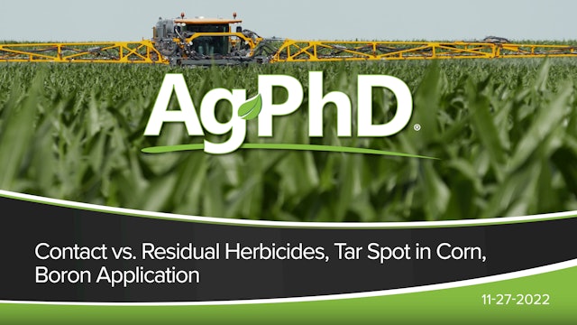 Contact vs. Residual Herbicides, Tar Spot in Corn, Boron Application