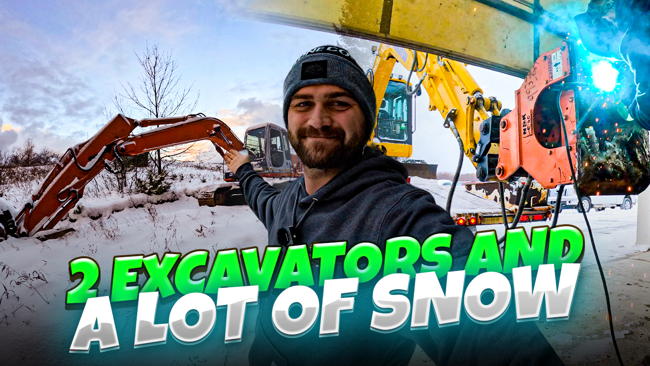 2 Excavators and A LOT Of SNOW!! | Pomes and Stones