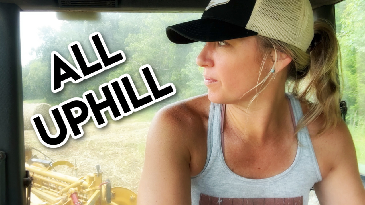 An Uphill Battle: Raking, Baling & Hauling Sudan Hay || This Farm Wife