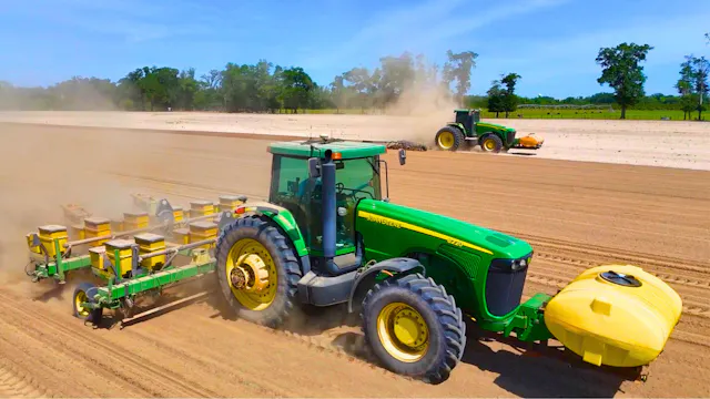 Wide Open Planting Peanuts | Field Rows