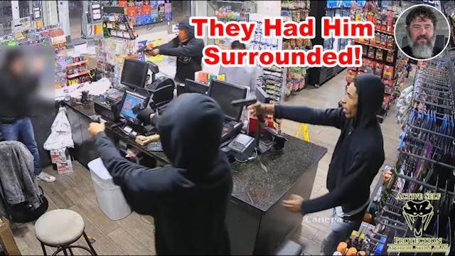 Whole Group Of Robbers Overwhelm Clerk