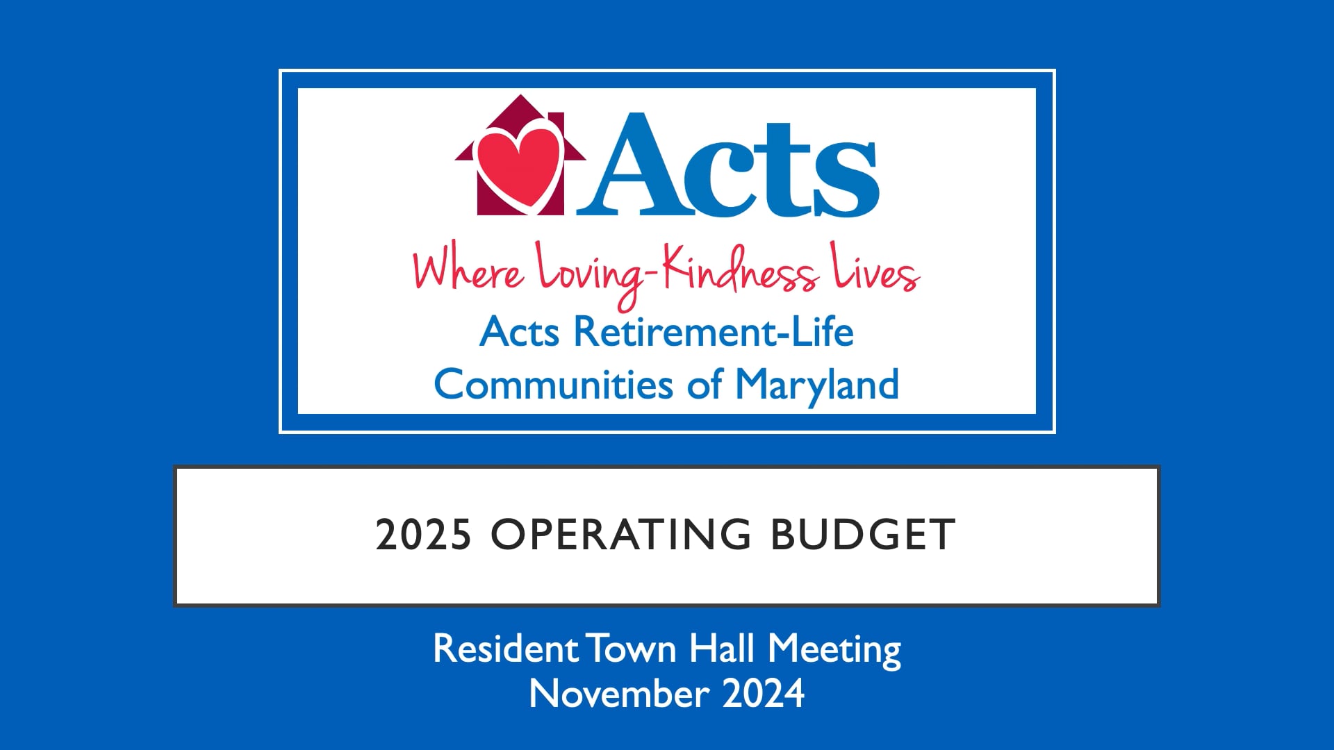 November Town Hall 2024 - Operating Budget Maryland