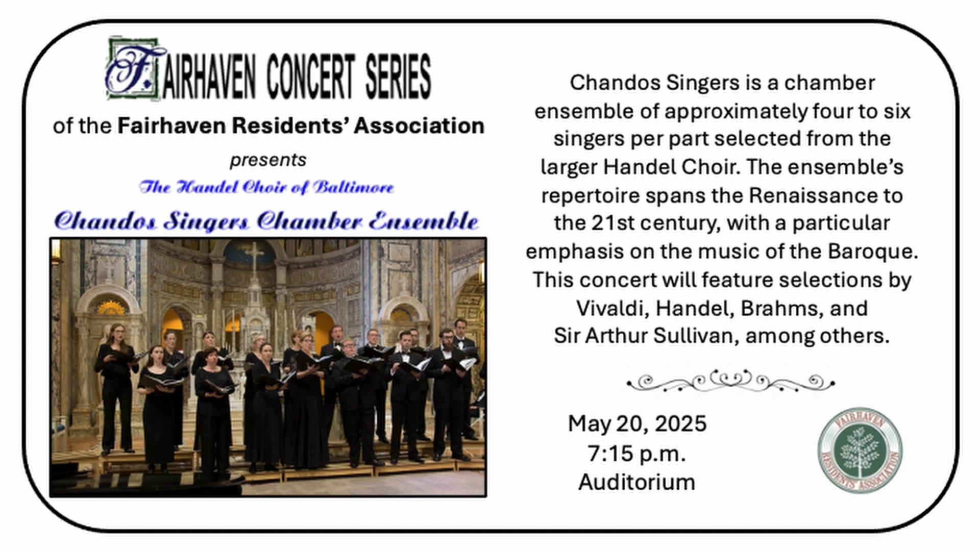 Concert Handel Choir Chandos Singers 2025-0520