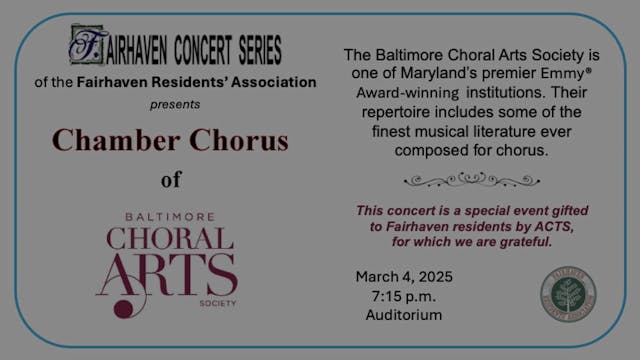Baltimore Choral Arts Society Concert...