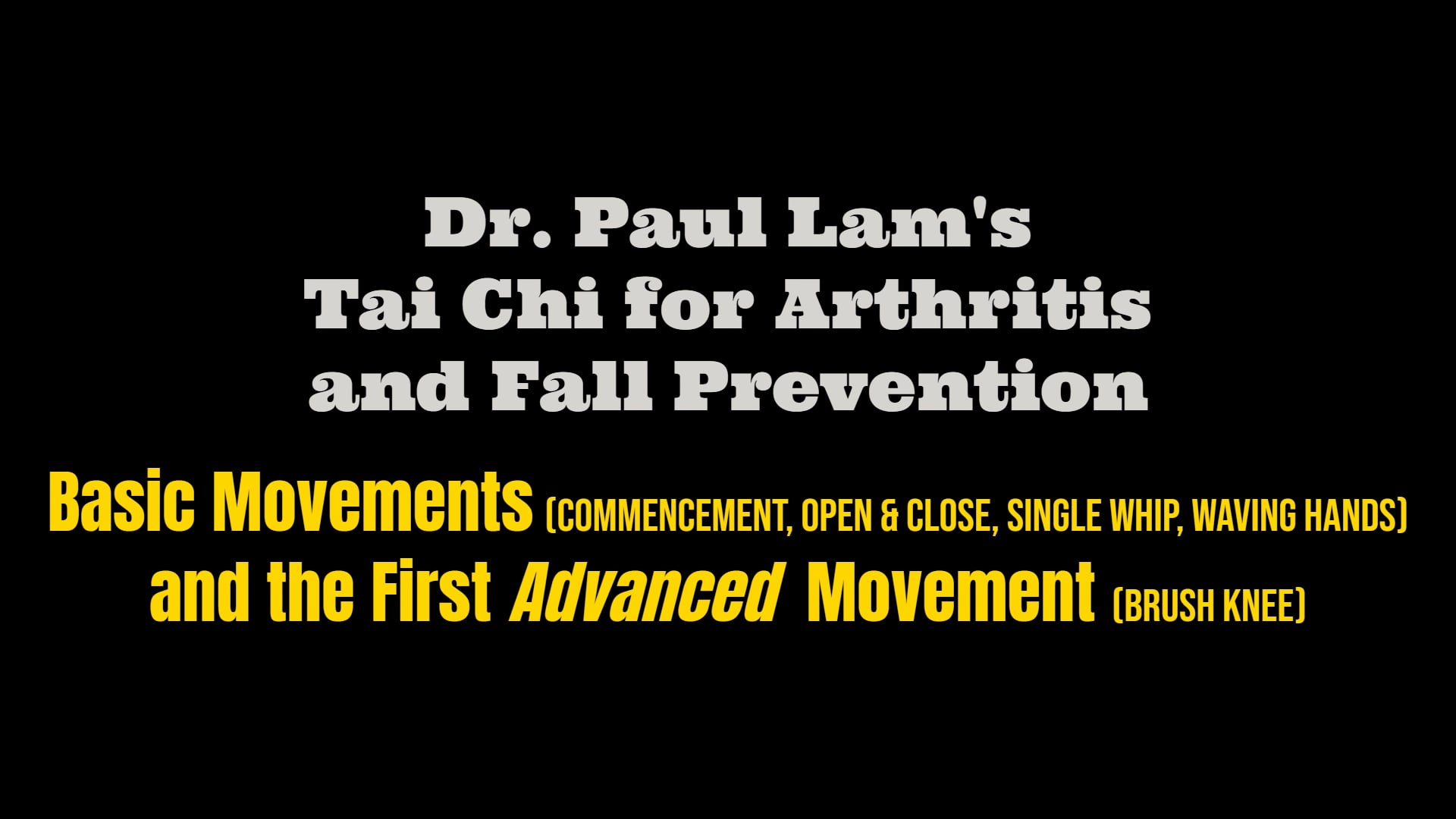 Tai Chi Basic Movements plus one advanced movement