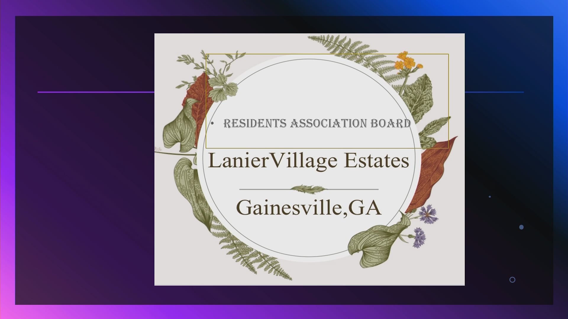 Residents Association Board Meeting - 08/13/2026