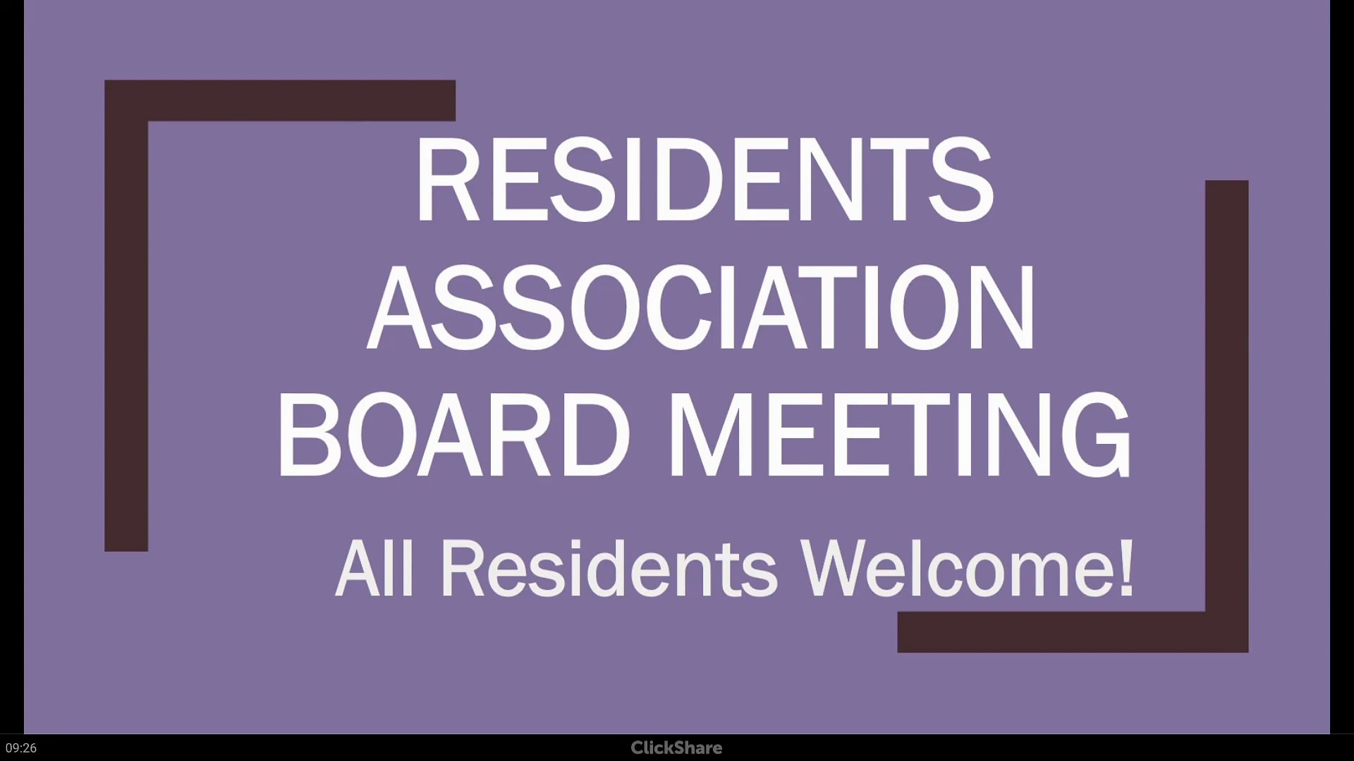 Residents Association Board Meeting - 07/10/2025