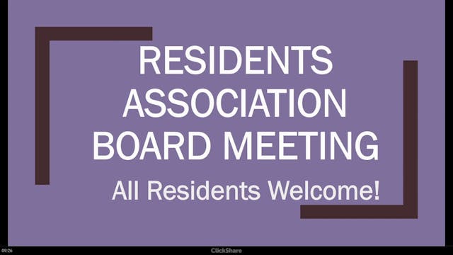 Residents Association Board Meeting -...