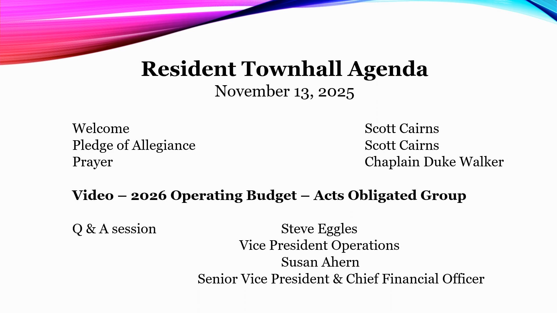 Resident Townhall - 11/13/2025