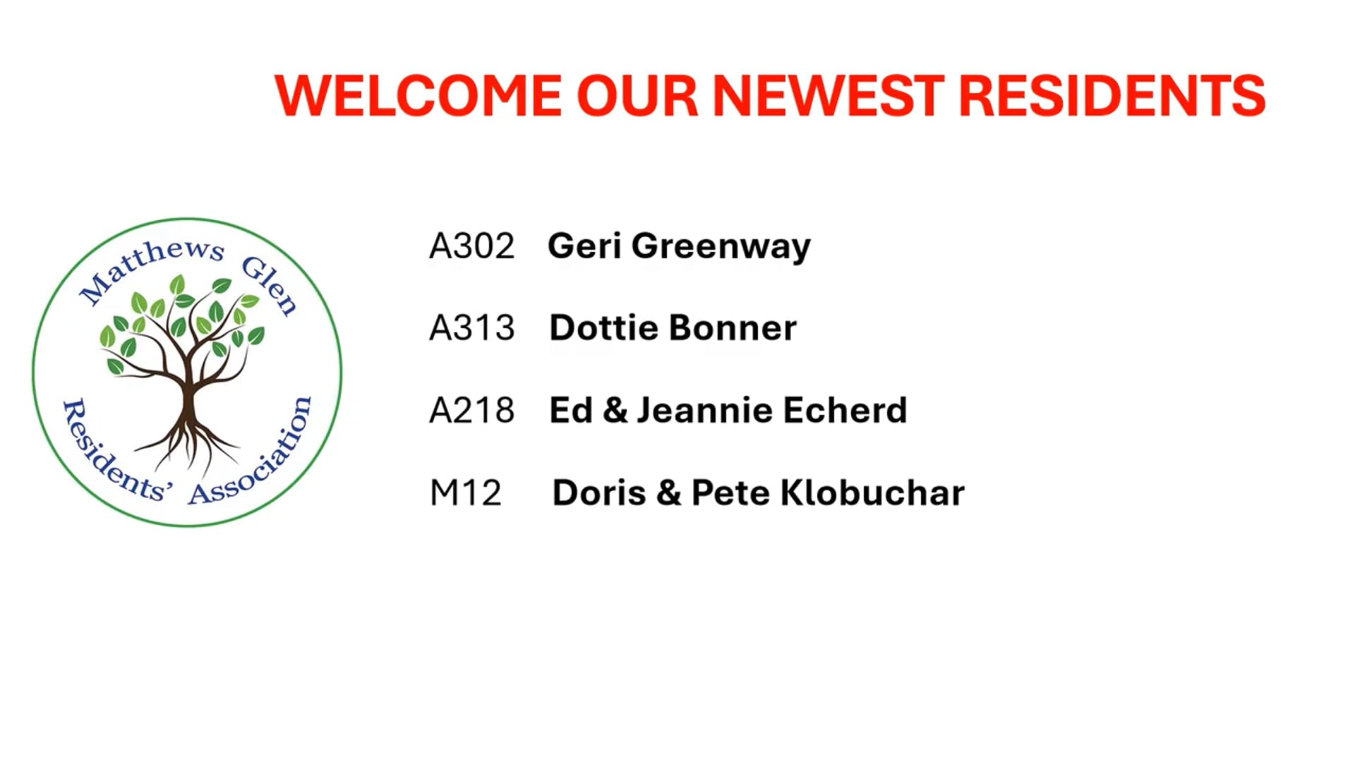 Residents Association Meeting - April 2025 