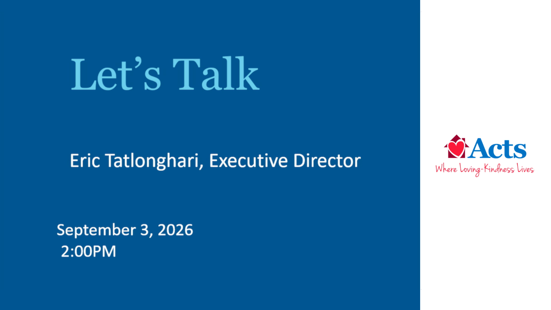 Let's Talk September 3rd, 2026