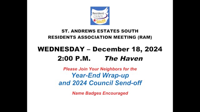 SAS Resident Association Meeting 12/1...