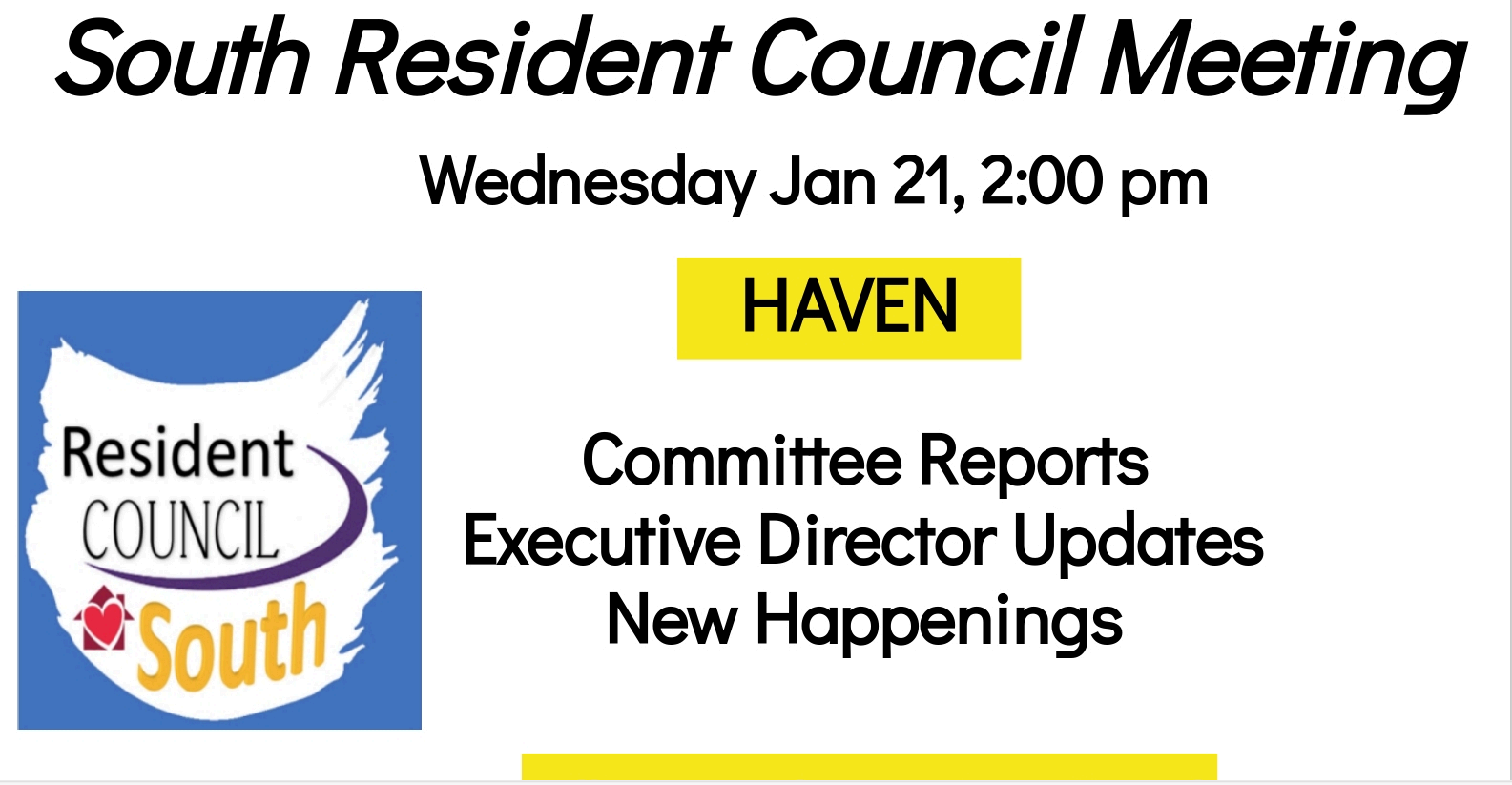 SAE South Resident Council meeting 1/21/2026