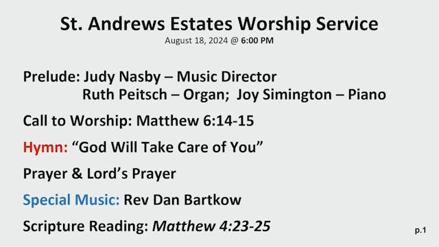 South Sunday Service-August 18,2024 