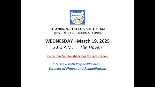 SAS Resident Assoc. Meeting 03-19-2025