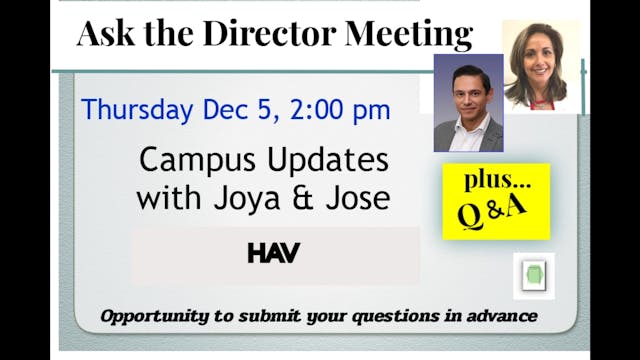 SAS Ask the Director Meeting on Thurs...