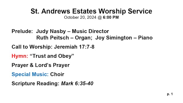 SAS Sunday Evening Chapel Service 10/...