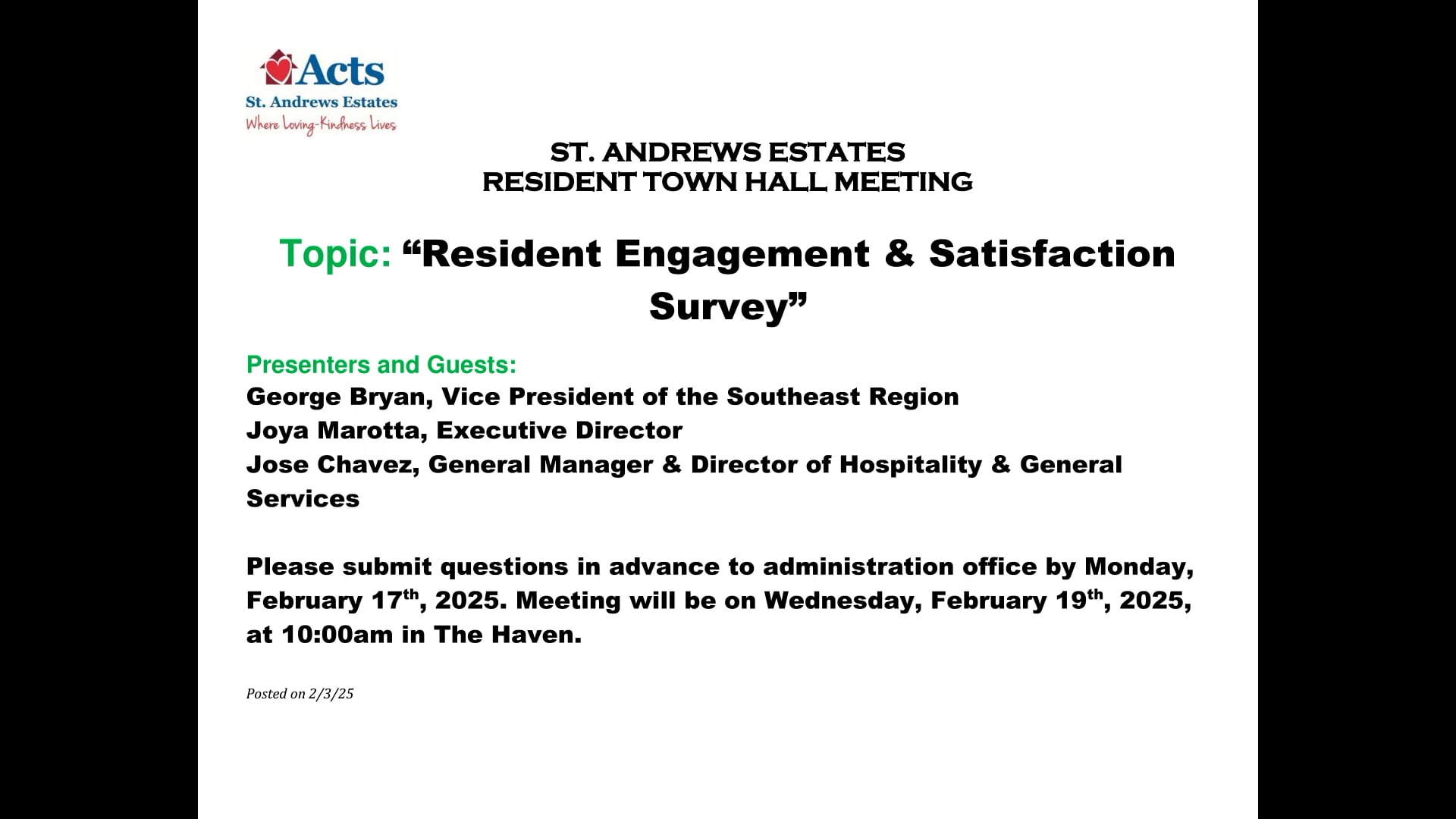 ACTS TownHall meeting 2/19/2025 @ 10am HAV