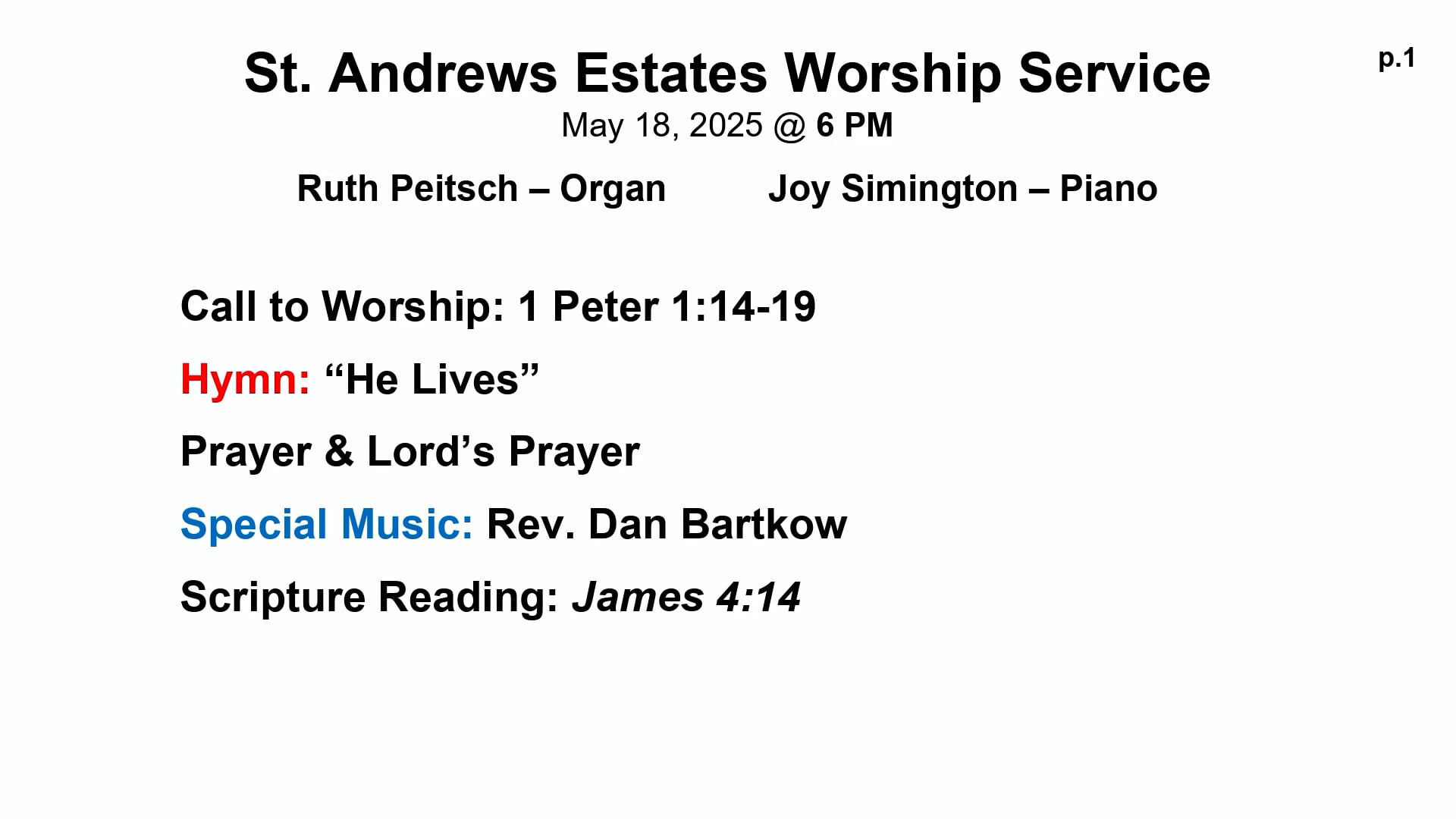 SAS Sunday Chapel service 5/18/2025