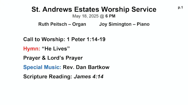 SAS Sunday Chapel service 5/18/2025