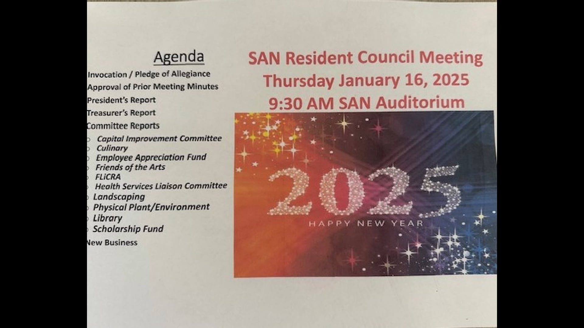 SAN Resident Council January 2025
