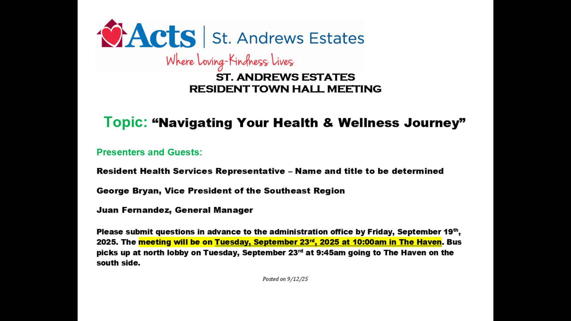 SAE Town Hall meeting 9/23/2025