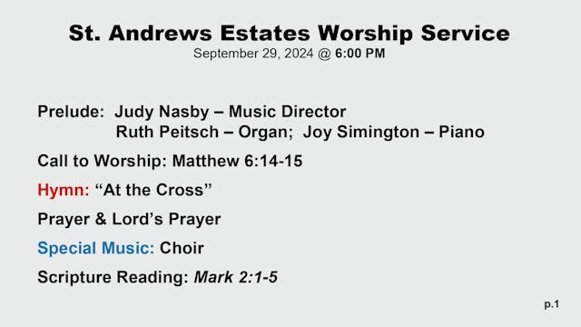 SAS Chapel Service 9/29/24 @ 6PM