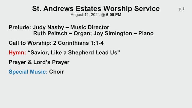 South Sunday Service 8/11/24