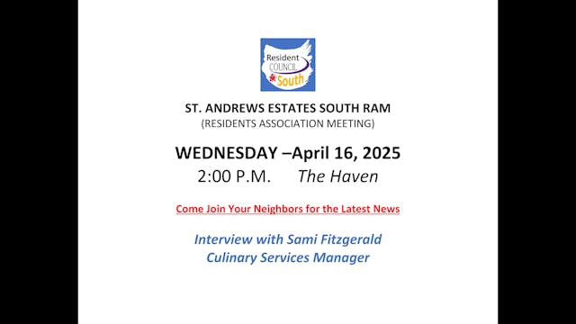 SAS Resident Association Meeting 4/16...