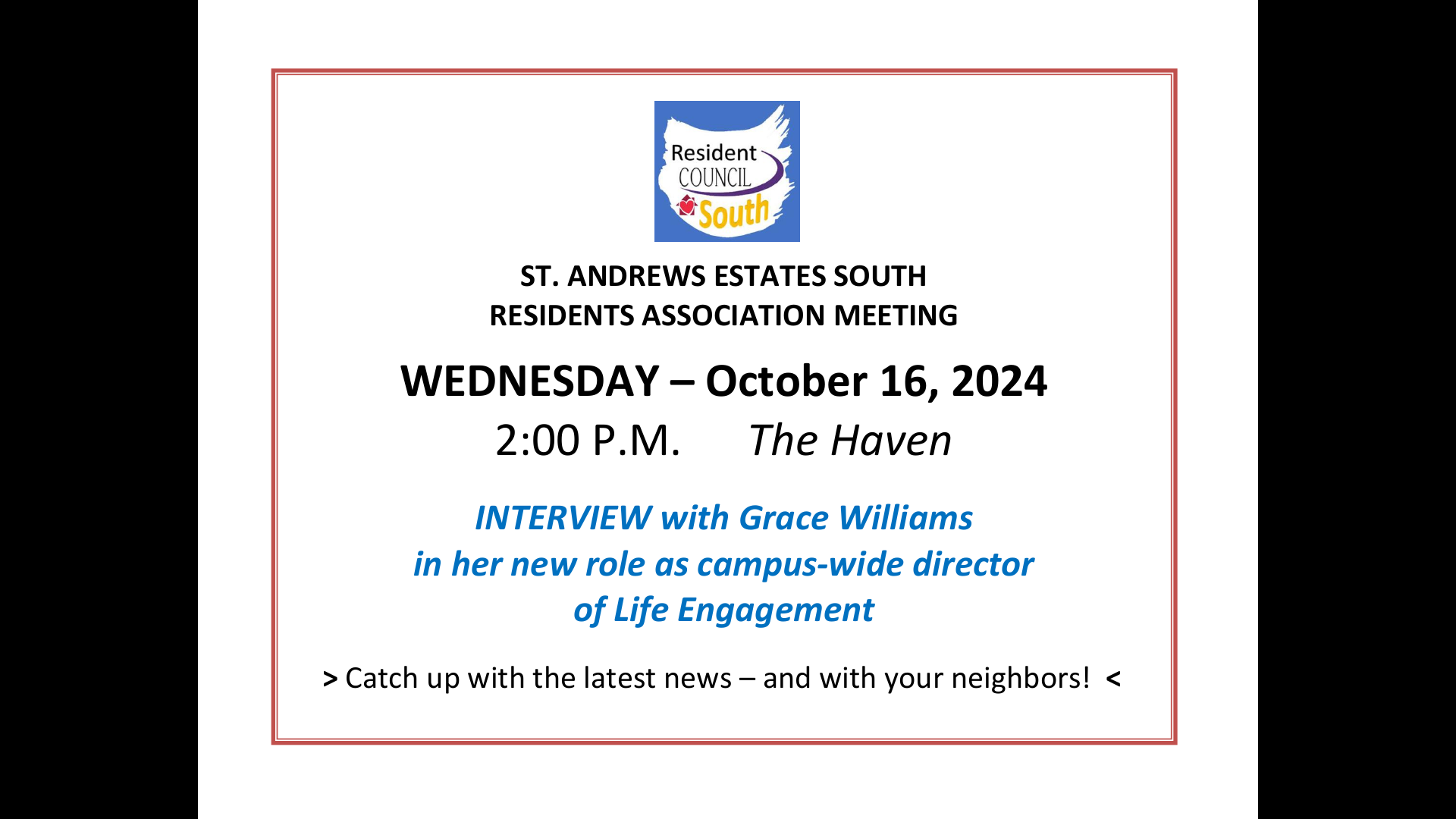 SAS Resident Council, 10/16/2024