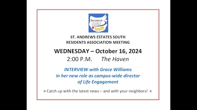 SAS Resident Council, 10/16/2024