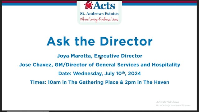 Ask the Director - July 10 The Haven ...