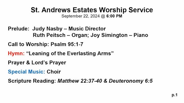SAS Chapel Service 9/22/24 @ 6PM