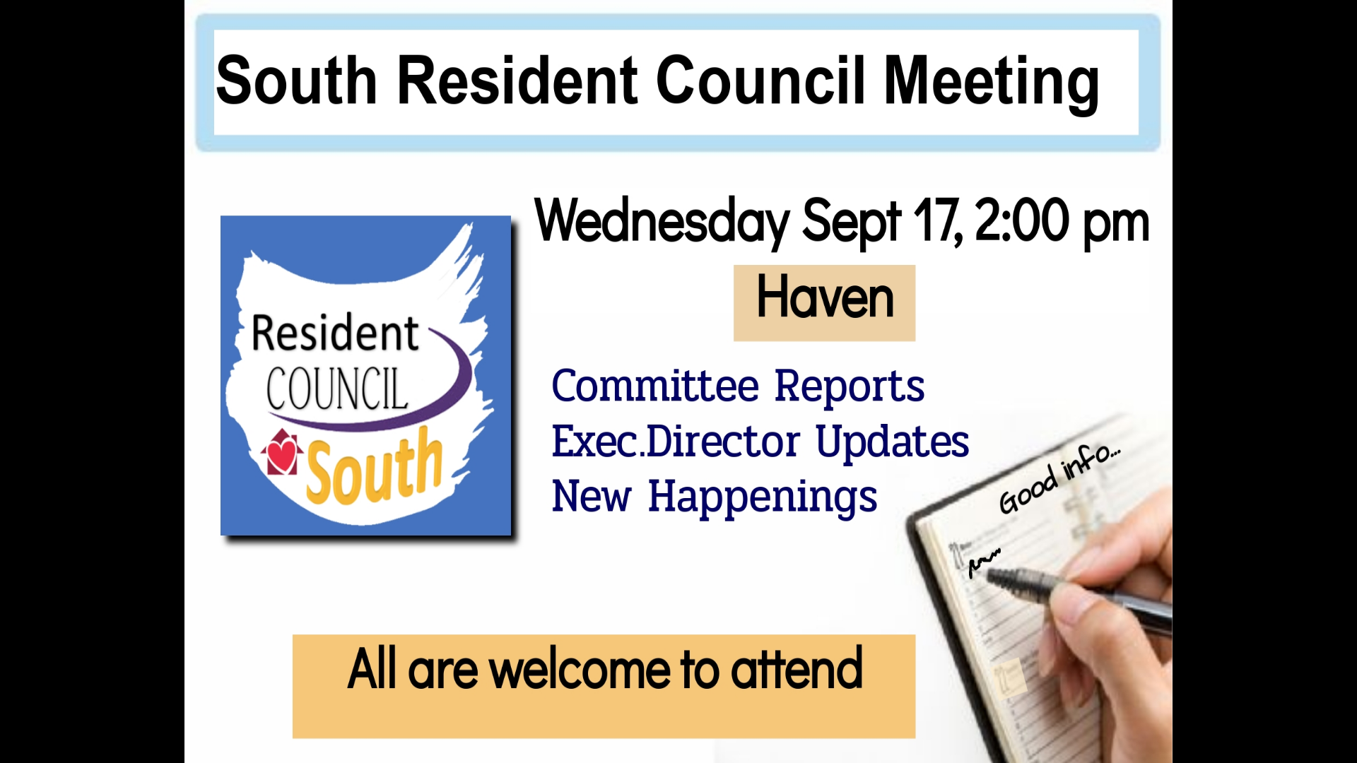 SAS Resident Council meeting 9/17/2025
