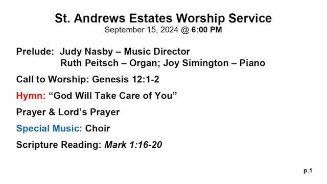 SAS Chapel Service 9/15/24 @ 6PM