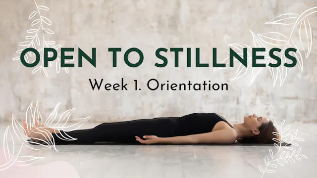 Open to Stillness: Week 01. Orientation