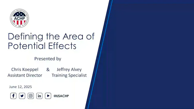 ACRA Webinar: Defining the Area of Potential Effects