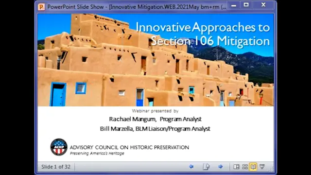 ACRA Webinar: Innovative Approaches to Section 106 Mitigation (2022)