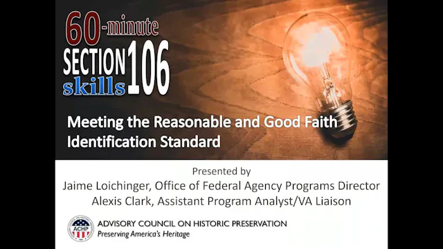 ACRA Webinar: Meeting the Reasonable and Good Faith Standard in Section 106 Review