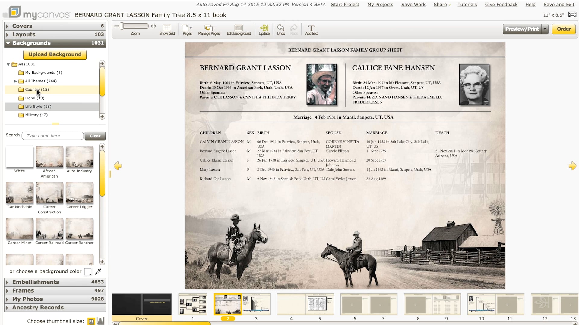 Discover the embellishments available in MyCanvas
