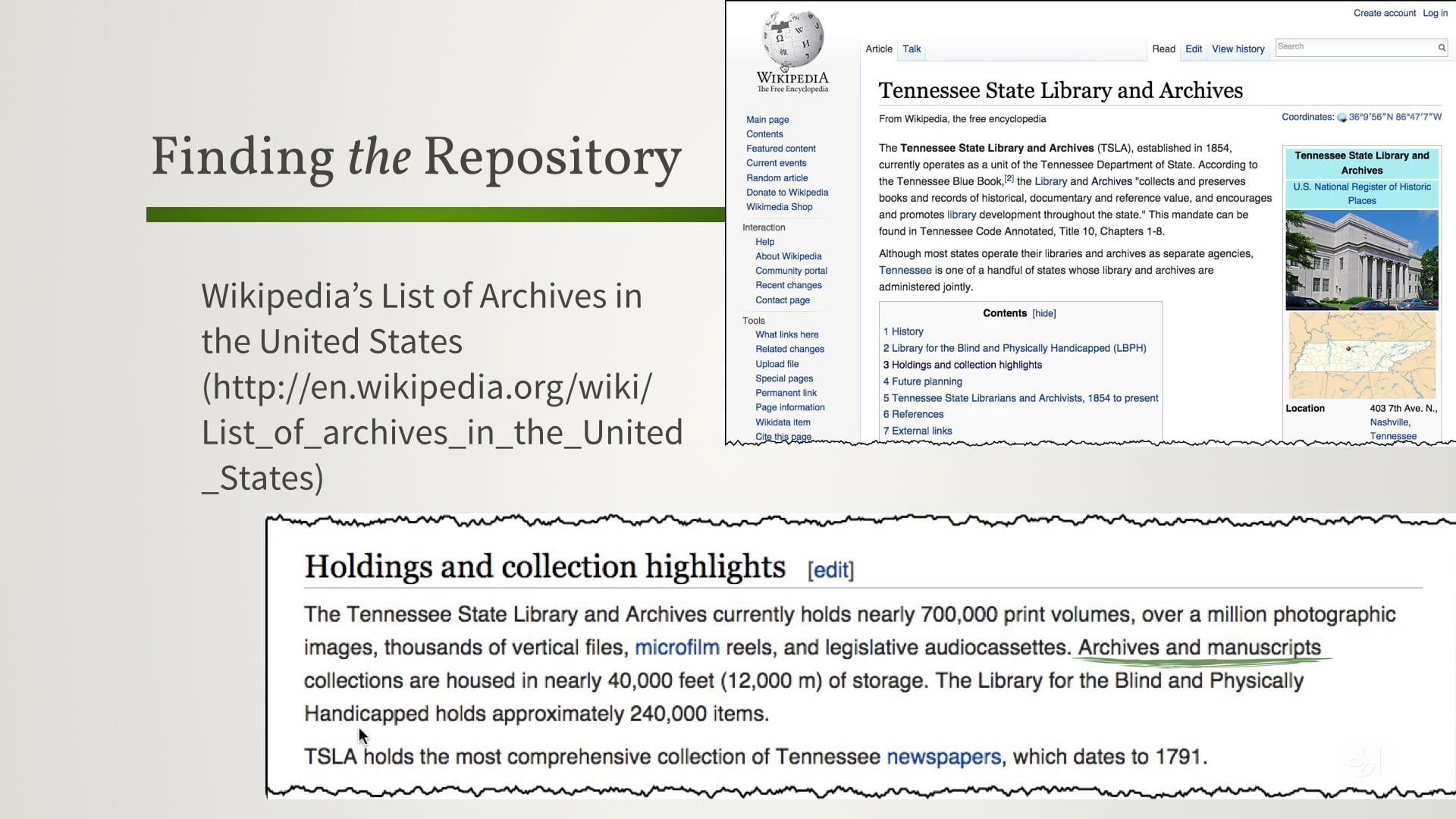 Finding the Repository