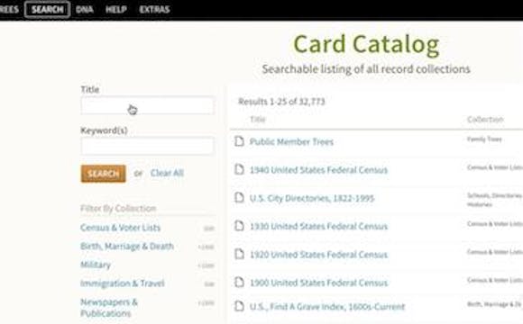 Ancestry's Card Catalog