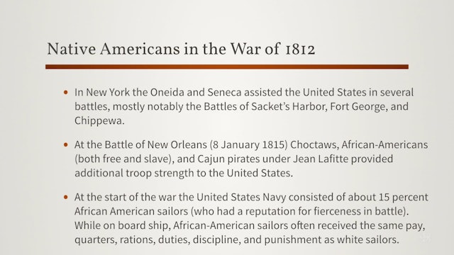 Native American and African-American Service During the War of 1812