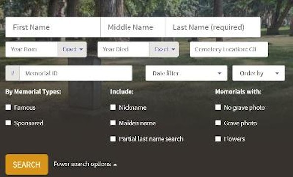 How to Search for a Memorial from the Homepage