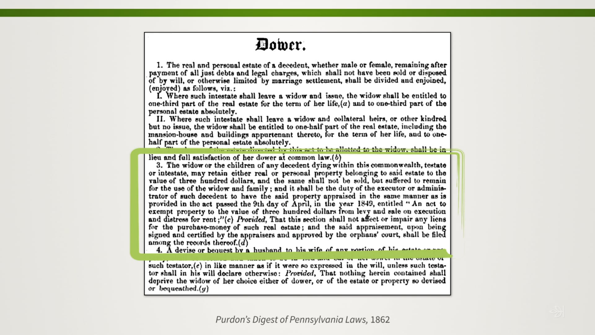 Special Records of Widows: Dower & Set-asides