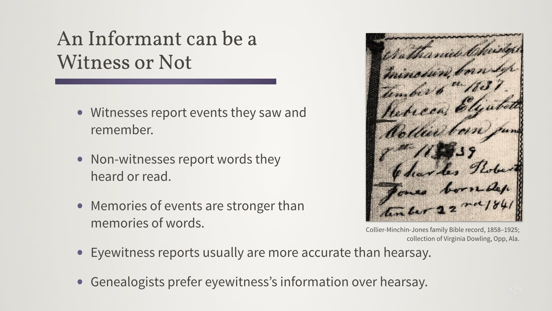 ?Sources?: A Family History?s Raw Material